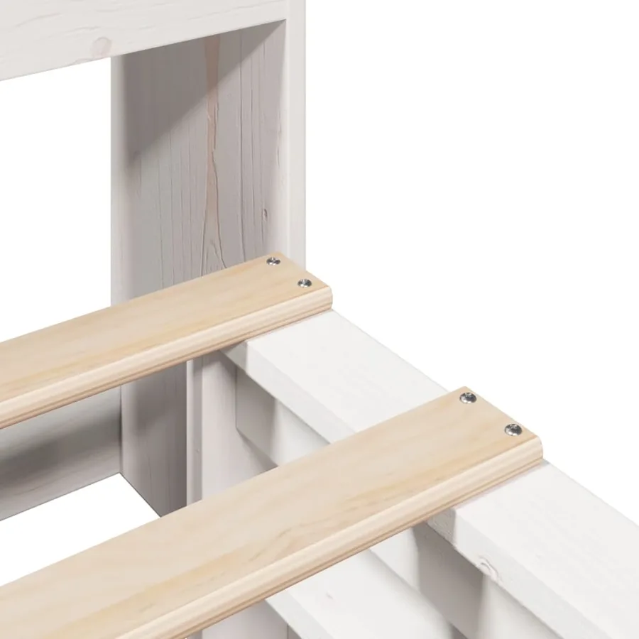 Lit bibliothèque sans matelas blanc 180x200 cm bois massif - 9