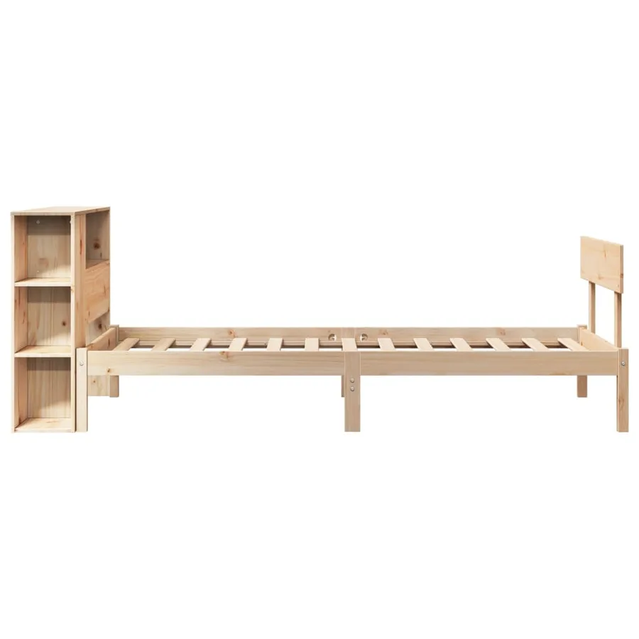 Lit bibliothèque sans matelas 90x200 cm bois de pin massif - 7