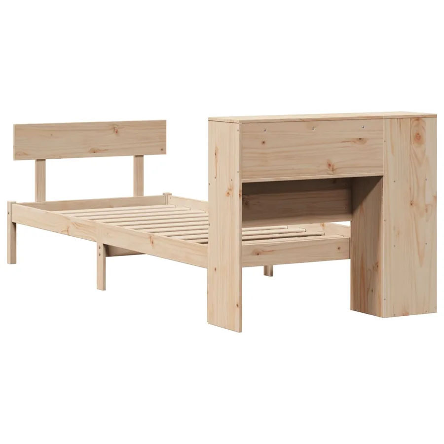 Lit bibliothèque sans matelas 90x200 cm bois de pin massif - 8
