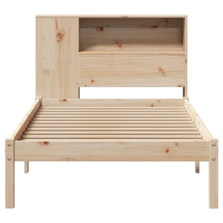 Lit bibliothèque sans matelas 90x200 cm bois de pin massif - 4