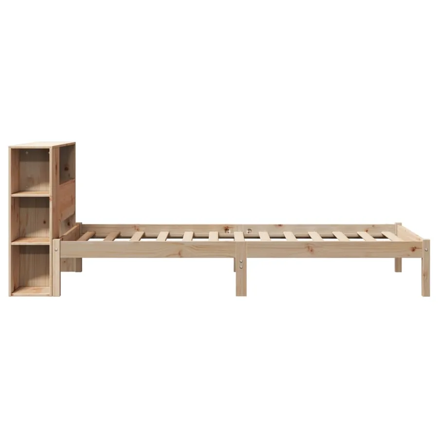 Lit bibliothèque sans matelas 90x200 cm bois de pin massif - 7