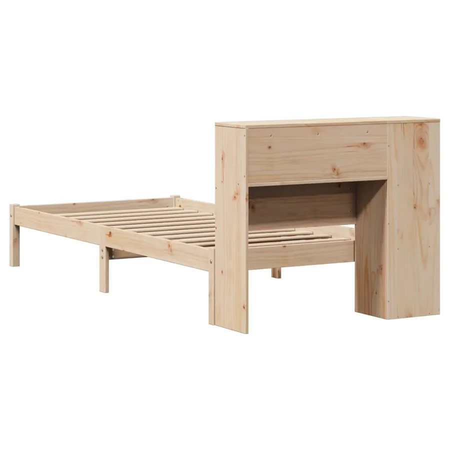 Lit bibliothèque sans matelas 90x200 cm bois de pin massif - 8