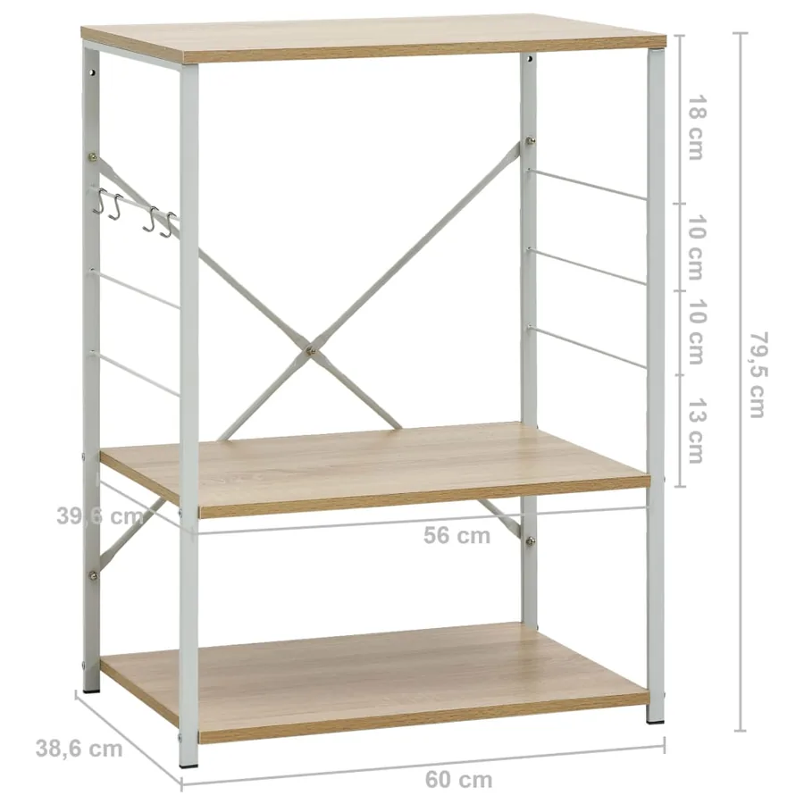 Armoire à micro-ondes Blanc et chêne 60x39,6x79,5 cm - 8