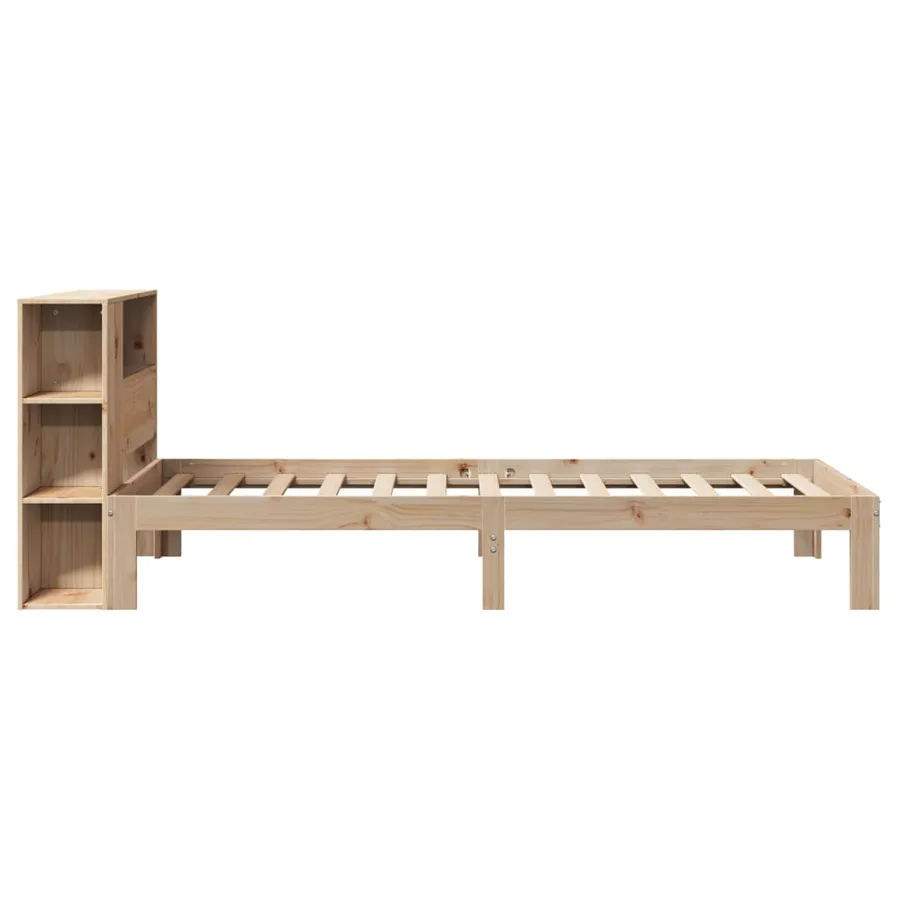 Lit bibliothèque sans matelas 90x190 cm bois de pin massif - 7