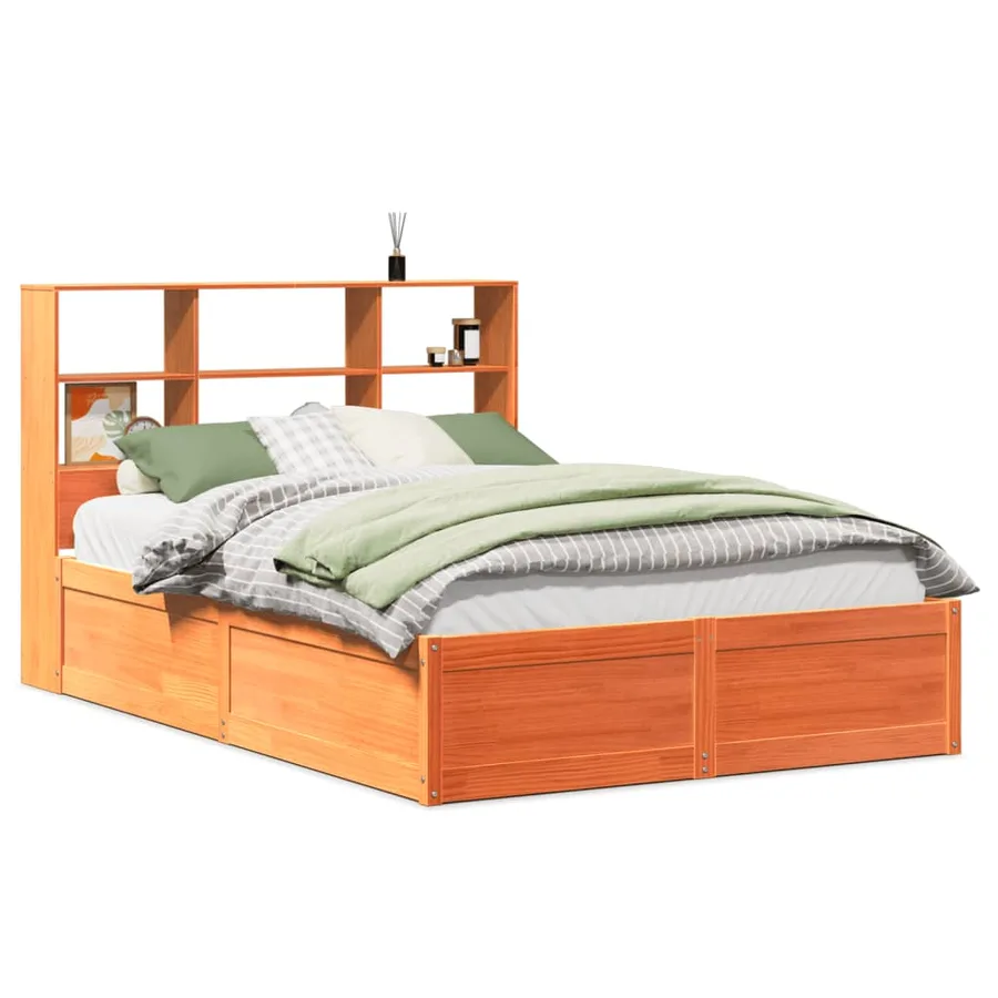 Cadre de lit sans matelas cire marron 150x200cm bois pin massif - 2