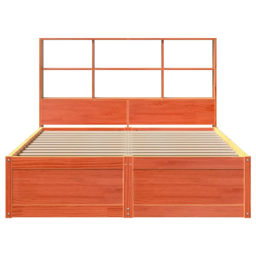 Cadre de lit sans matelas cire marron 150x200cm bois pin massif - 4
