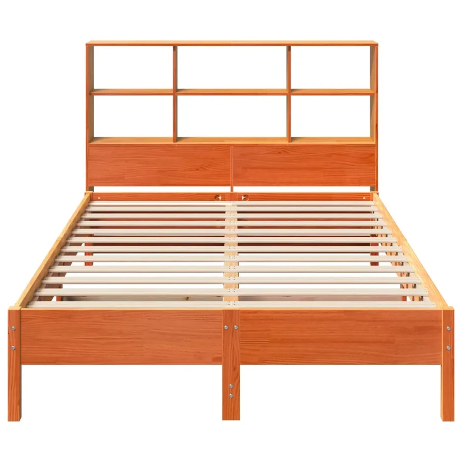 Lit bibliothèque sans matelas cire marron 120x190cm pin massif - 4