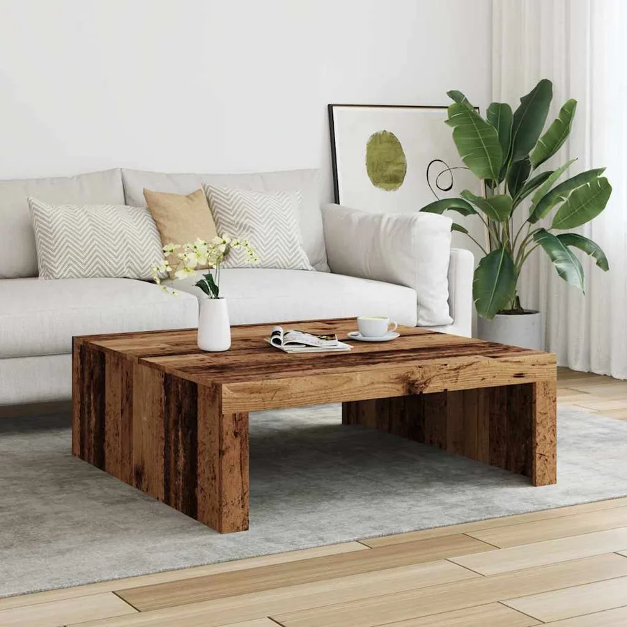 Table basse vieux bois 100x100x35 cm bois d'ingénierie - 3