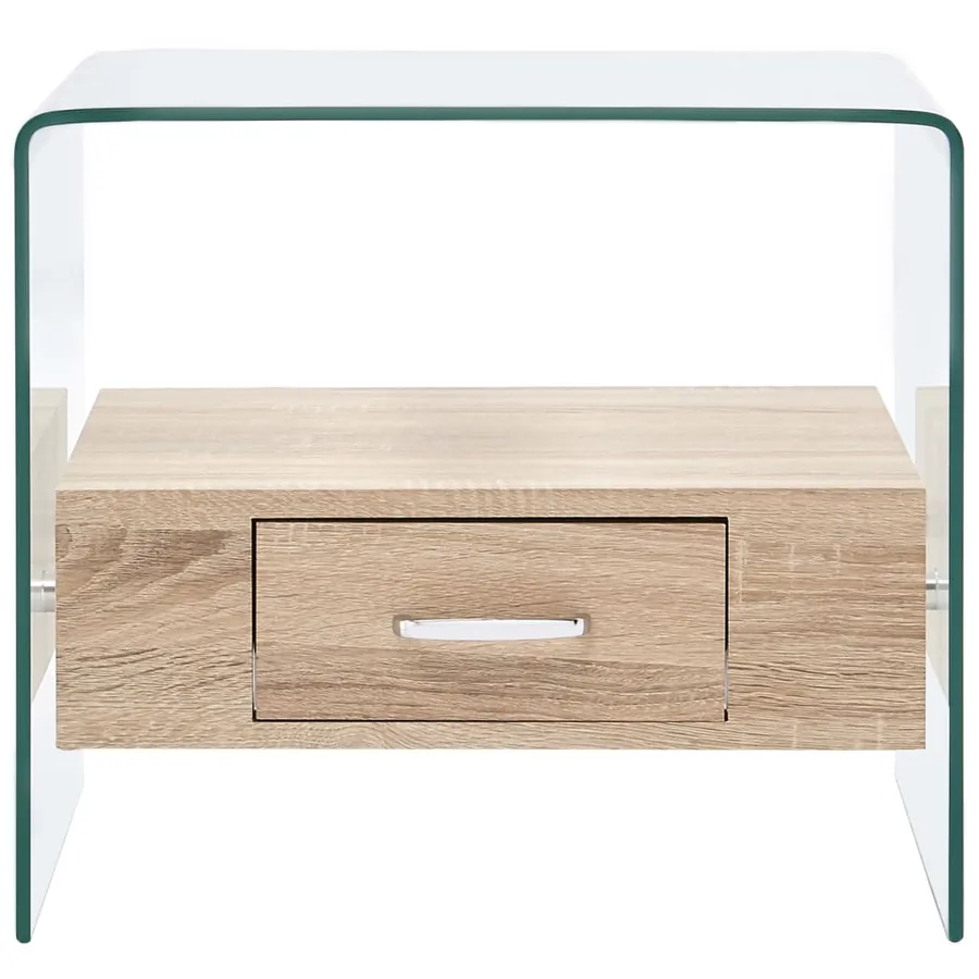 Table basse avec tiroir 50x50x45 cm Verre trempé - 2