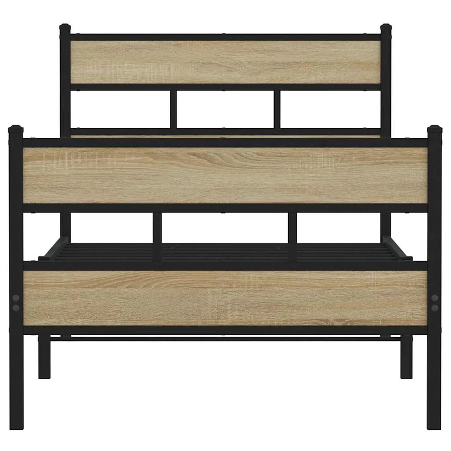 Cadre de lit en métal sans matelas chêne sonoma 100x190 cm - 4