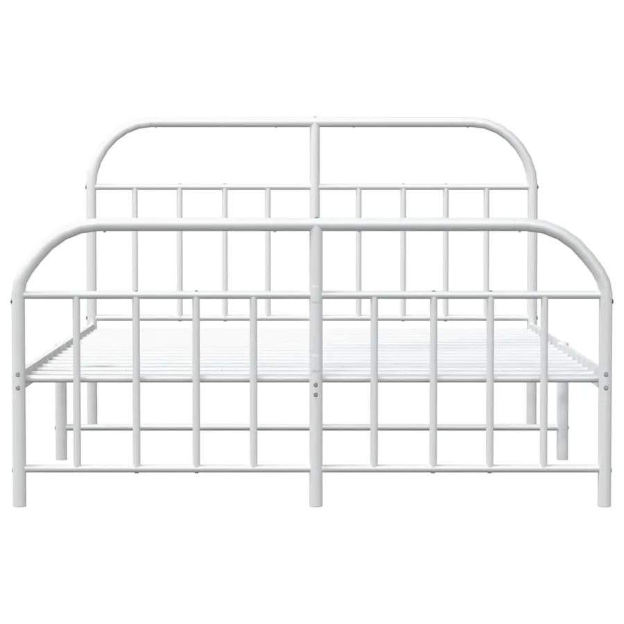 Cadre de lit métal sans matelas et pied de lit blanc 135x190 cm - 6