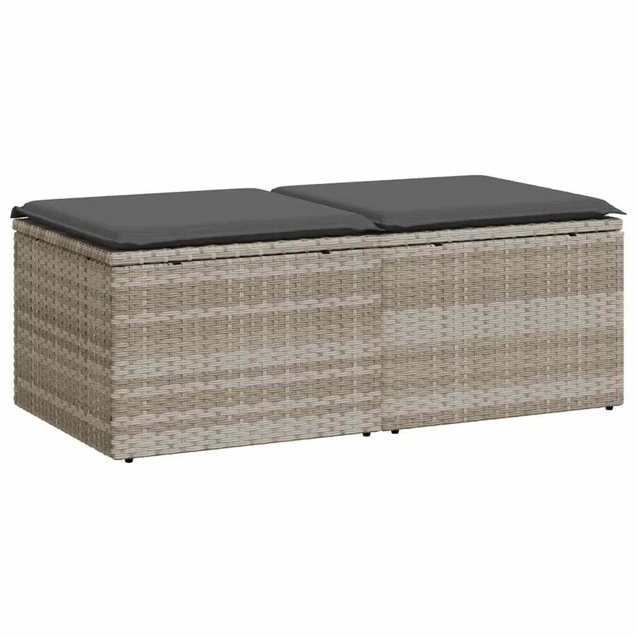Salon de jardin 2 pcs avec coussins gris clair polyrotin acacia - 2