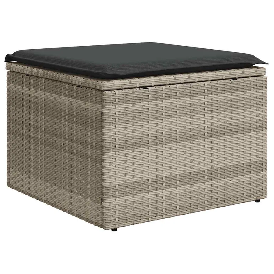 Salon de jardin 2 pcs avec coussins gris clair polyrotin acacia - 4