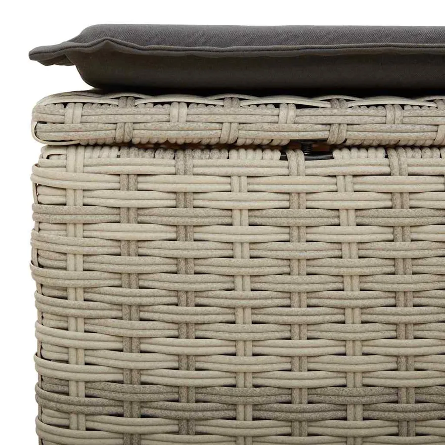 Salon de jardin 6 pcs avec coussins gris clair résine tressée - 11