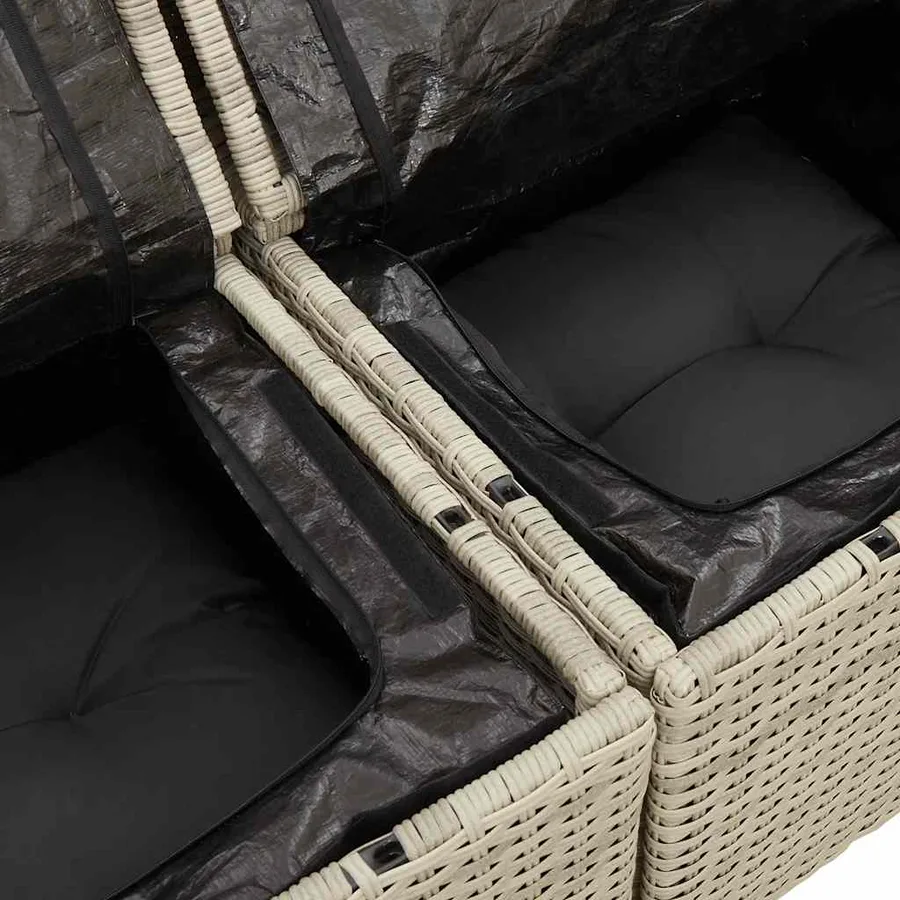 Salon de jardin 6 pcs avec coussins gris clair résine tressée - 12
