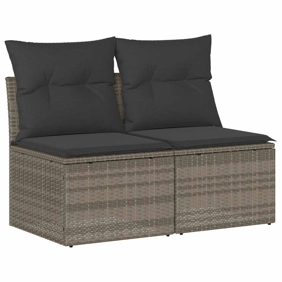 Salon de jardin 2 pcs avec coussins gris clair polyrotin acacia - 2