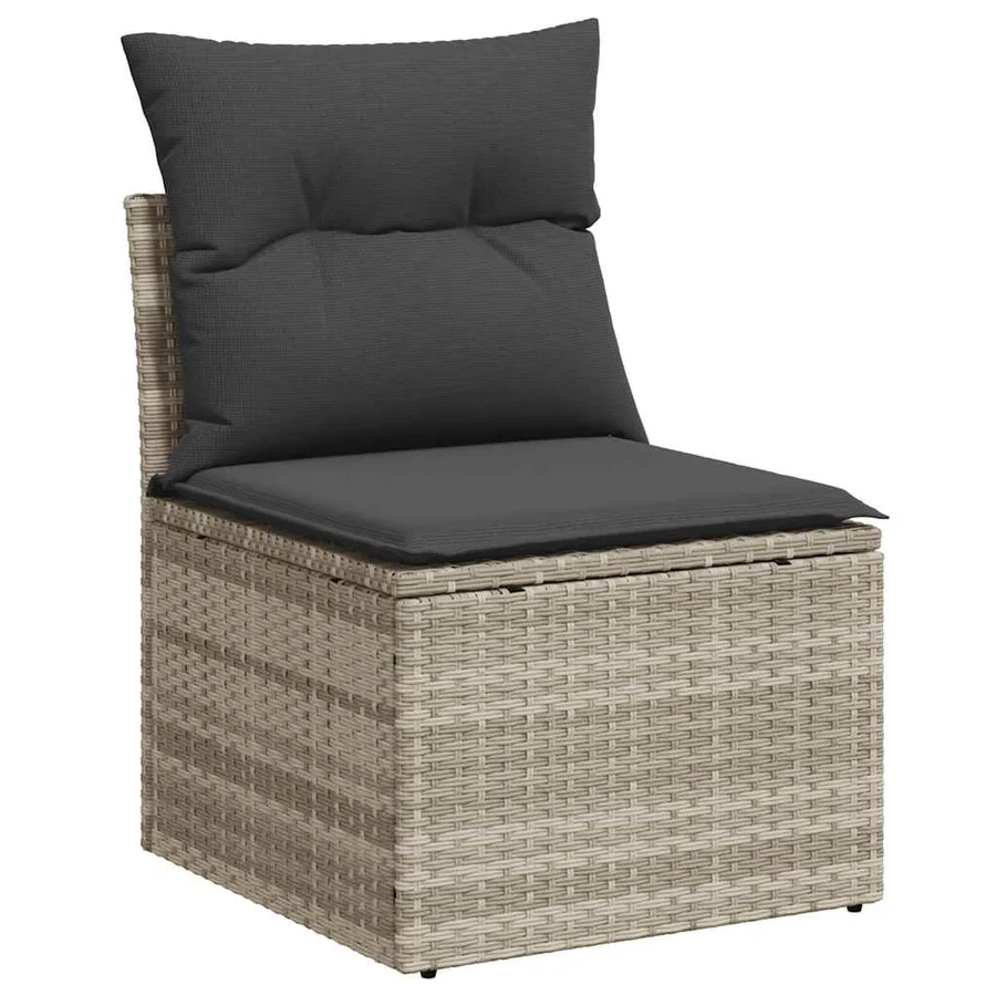 Salon de jardin 2 pcs avec coussins gris clair polyrotin acacia - 4