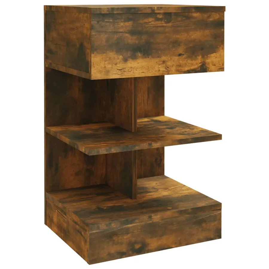 Table de chevet Chêne fumé 40x35x65 cm Bois d'ingénierie - 2