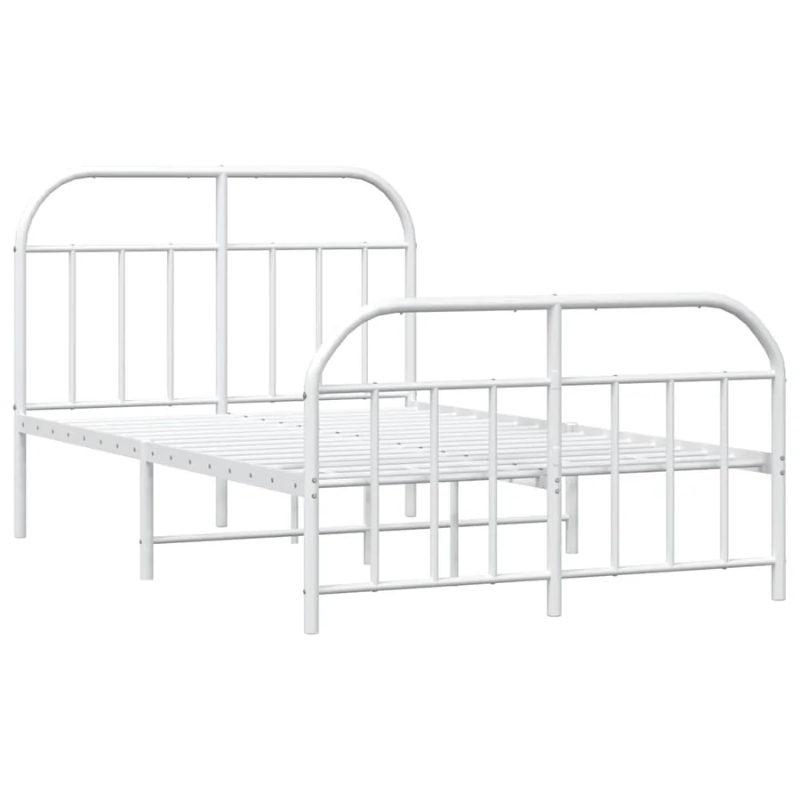 Cadre de lit métal sans matelas et pied de lit blanc 120x190 cm - 3