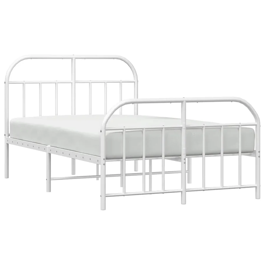 Cadre de lit métal sans matelas et pied de lit blanc 120x190 cm - 5