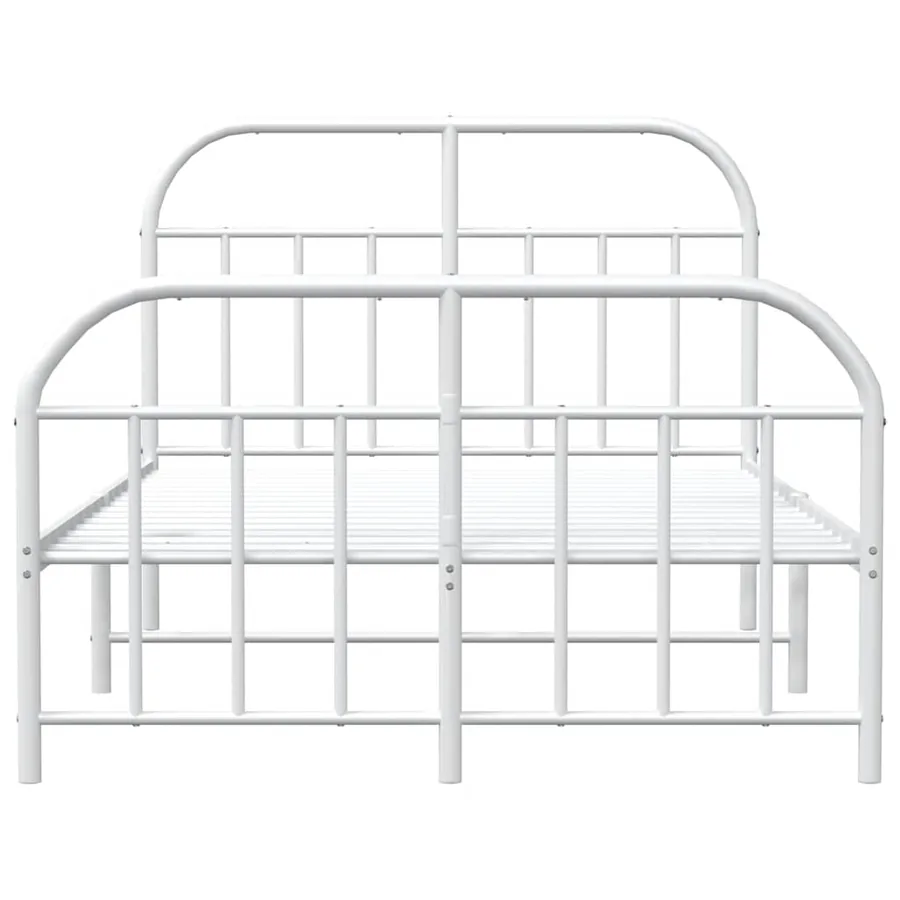 Cadre de lit métal sans matelas et pied de lit blanc 120x190 cm - 6
