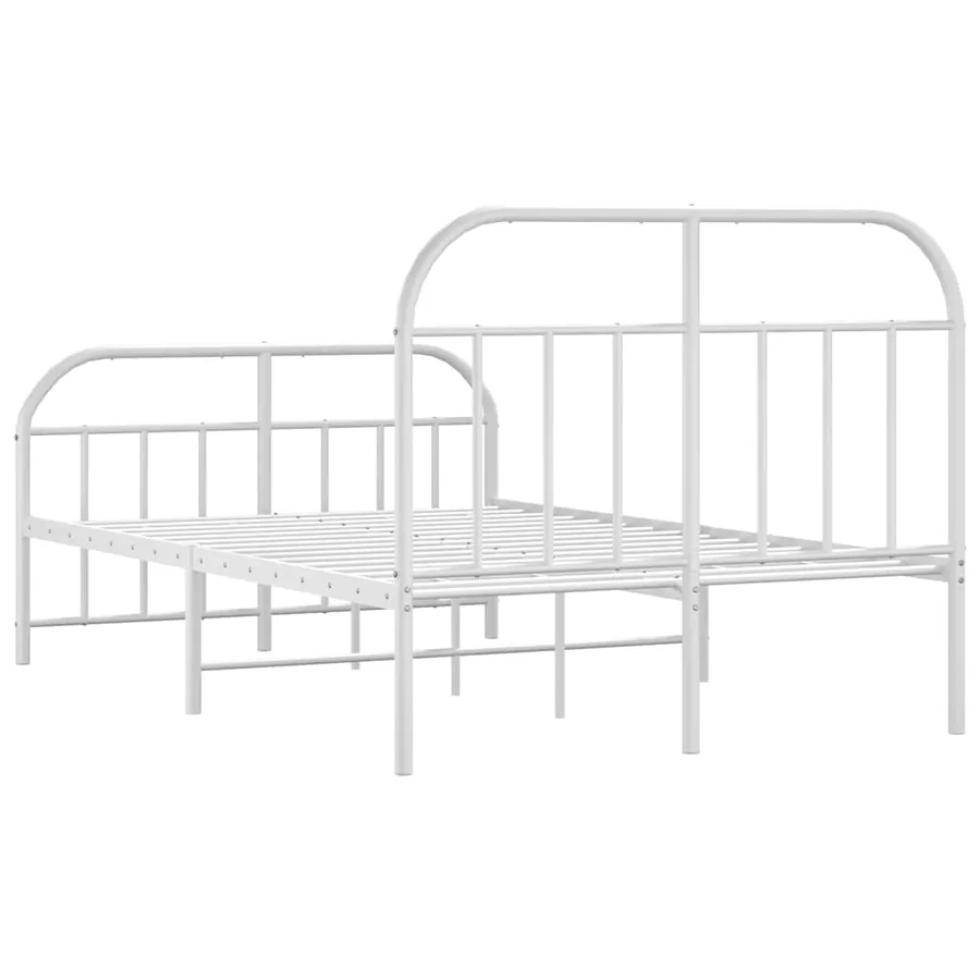 Cadre de lit métal sans matelas et pied de lit blanc 120x190 cm - 8