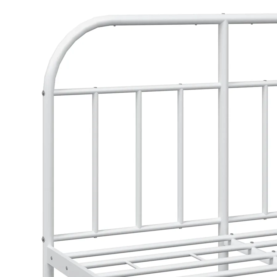 Cadre de lit métal sans matelas et pied de lit blanc 120x190 cm - 9