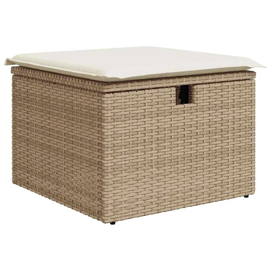 Salon de jardin avec coussins 9 pcs beige résine tressée - 5