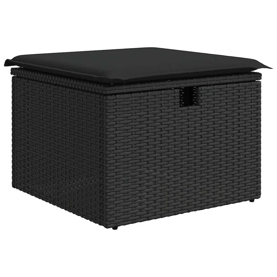 Salon de jardin 9 pcs avec coussins noir résine tressée - 6