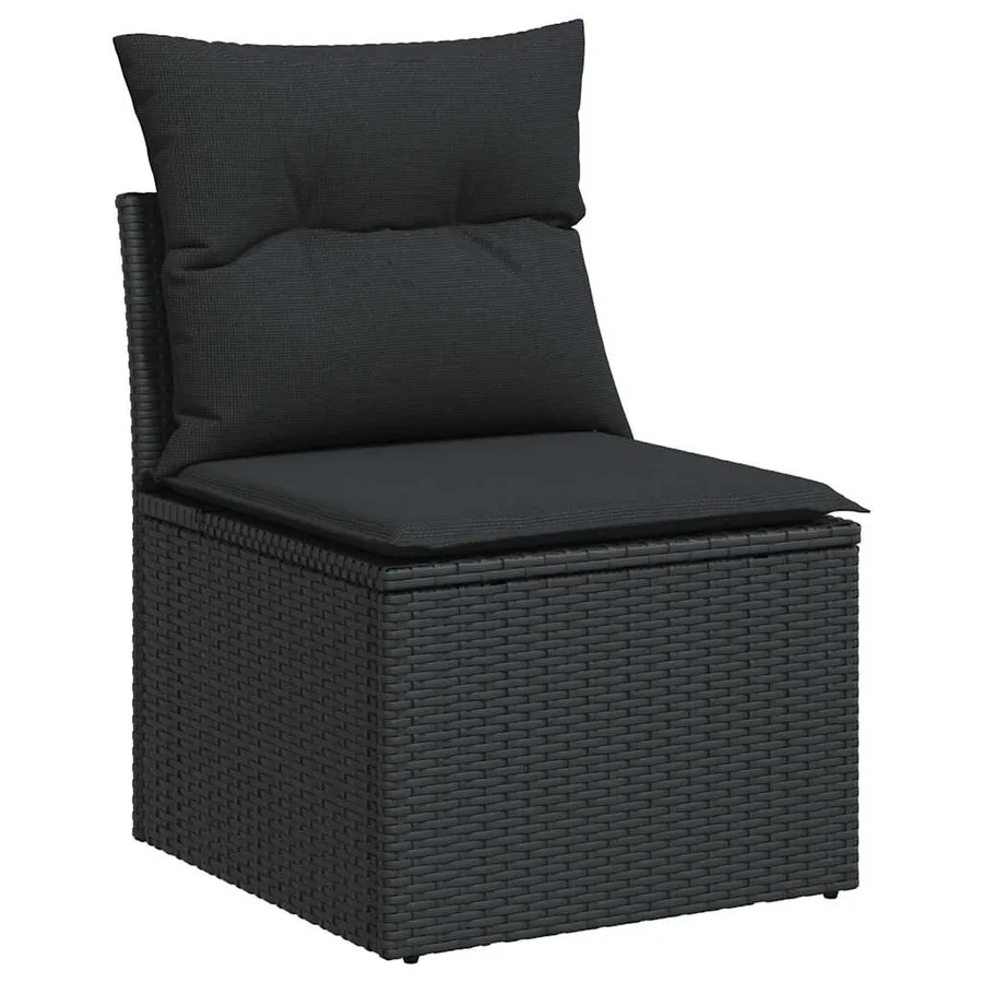 Salon de jardin 5 pcs avec coussins noir résine tressée - 3