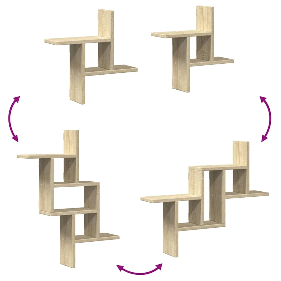 Étagères murales 2pcs chêne sonoma 38x12x38cm bois d'ingénierie - 8