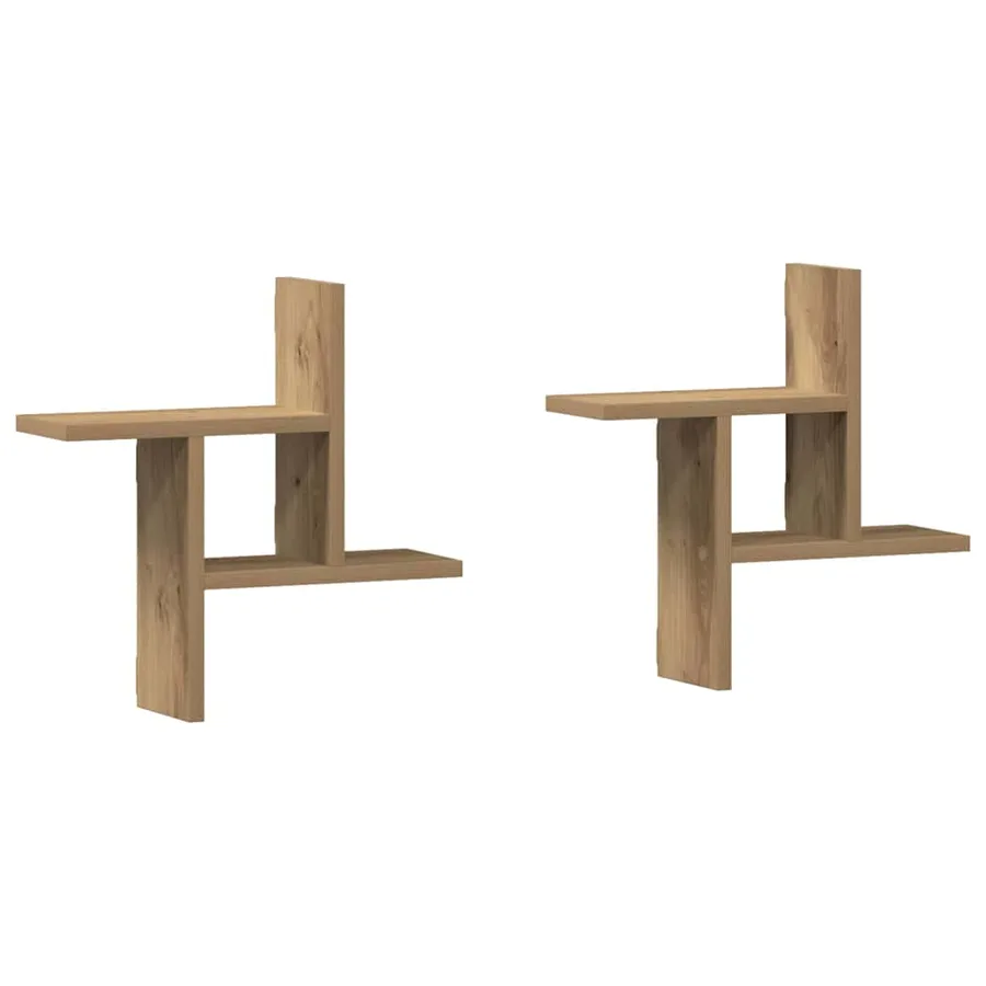 Étagères murales 2 pcs chêne artisanal bois d'ingénierie - 2