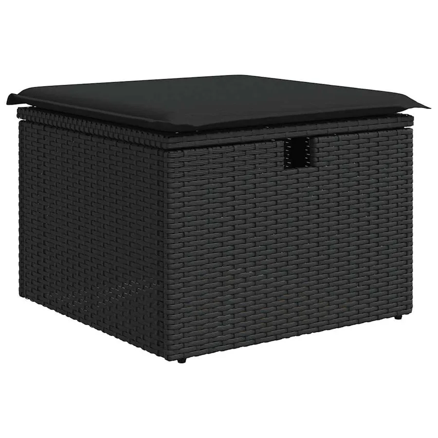 Salon de jardin 9 pcs avec coussins noir résine tressée - 6