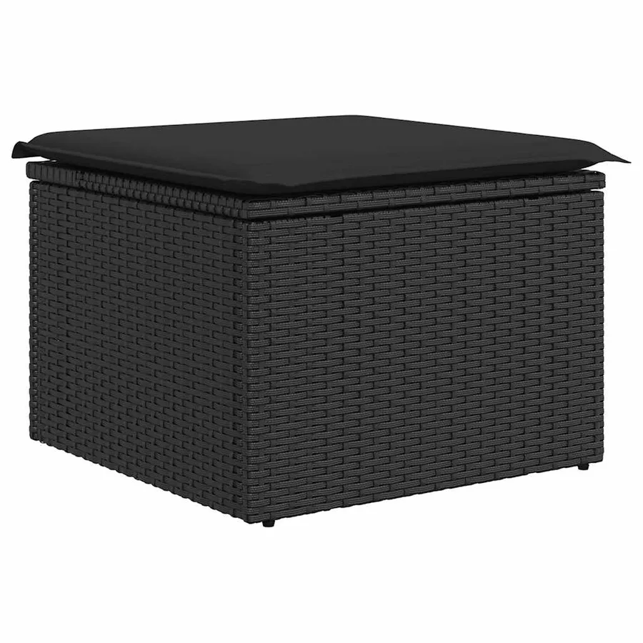 Salon de jardin 9 pcs avec coussins noir résine tressée - 6