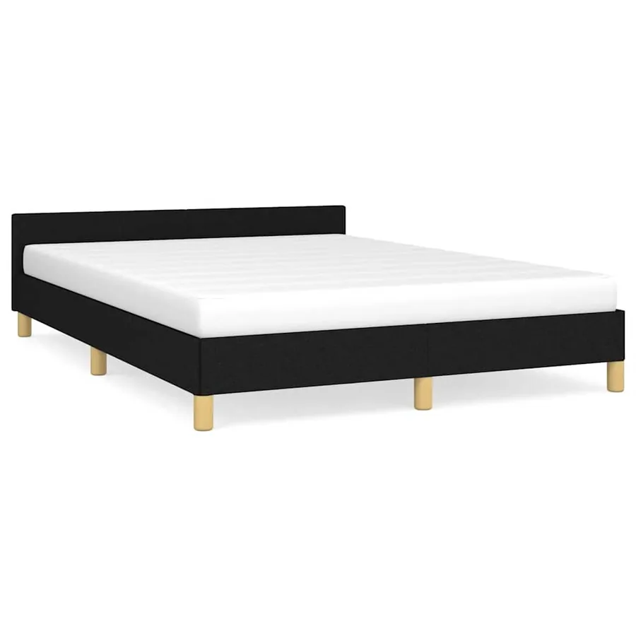 Cadre de lit sans matelas noir 140x190 cm tissu - 2
