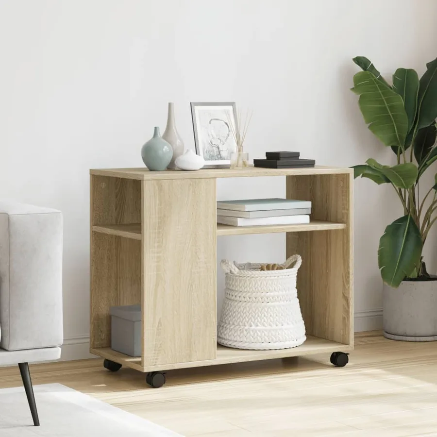 Table d'appoint avec roues Chêne sonoma bois d'ingénierie - 3