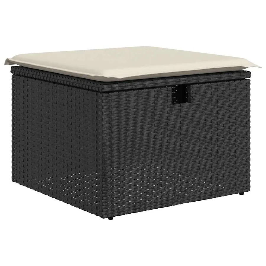 Salon de jardin 9 pcs avec coussins noir résine tressée - 5