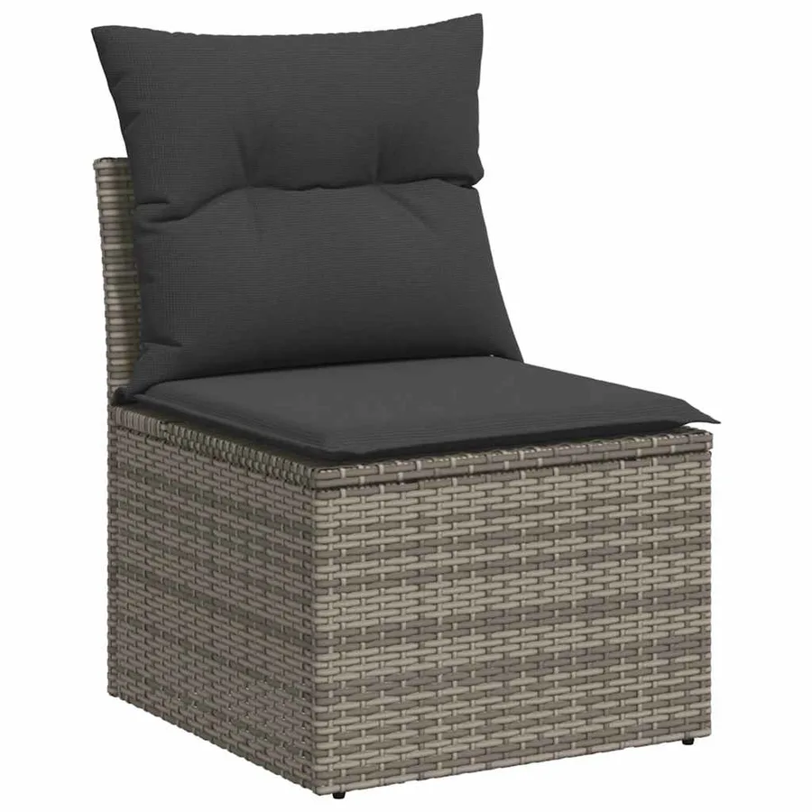 Salon de jardin 8 pcs avec coussins gris résine tressée - 3