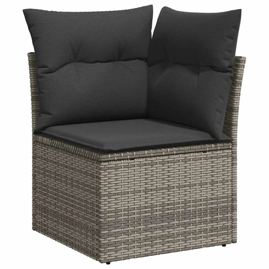 Salon de jardin 8 pcs avec coussins gris résine tressée - 4