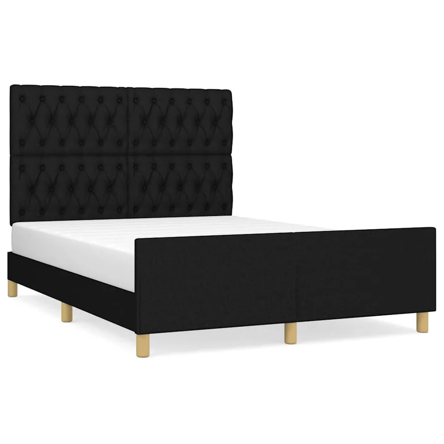 Cadre de lit sans matelas noir 140x190 cm tissu - 2