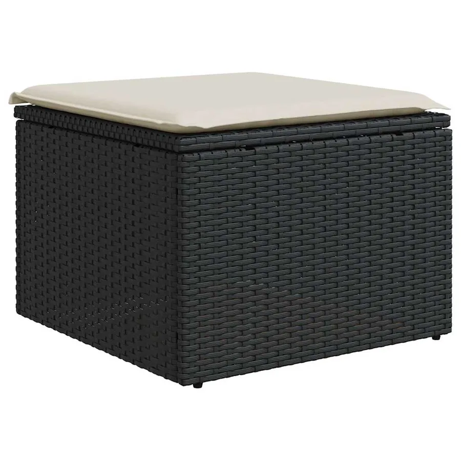 Salon de jardin 6 pcs avec coussins noir résine tressée - 5