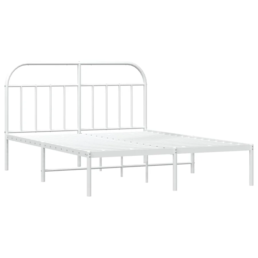 Cadre de lit métal sans matelas et tête de lit blanc 140x190 cm - 3