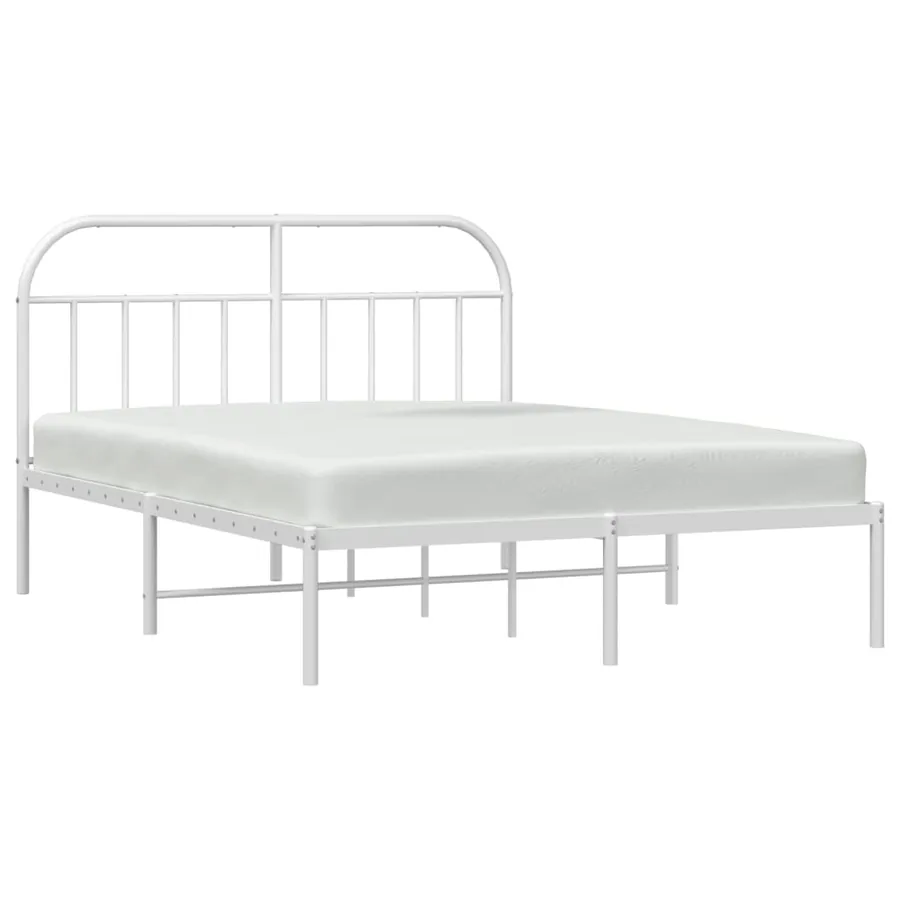 Cadre de lit métal sans matelas et tête de lit blanc 140x190 cm - 5