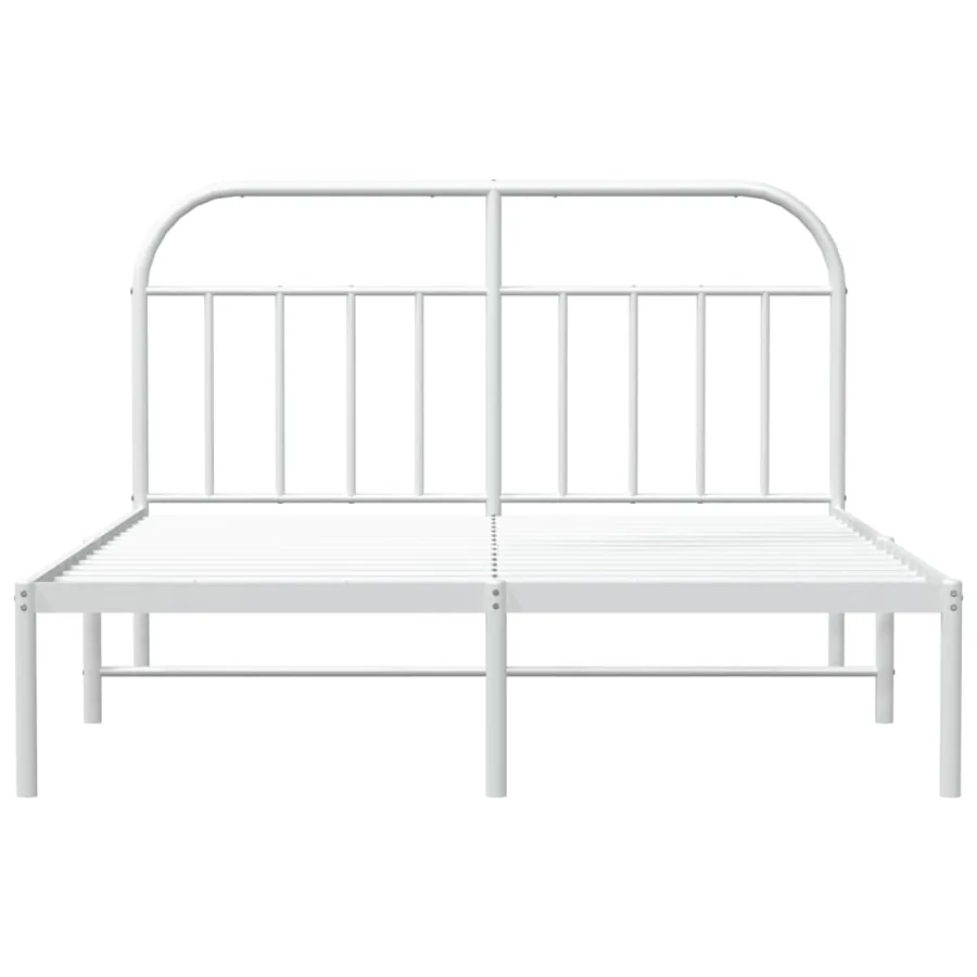 Cadre de lit métal sans matelas et tête de lit blanc 140x190 cm - 6