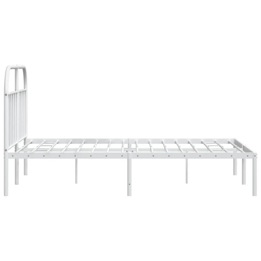 Cadre de lit métal sans matelas et tête de lit blanc 140x190 cm - 7
