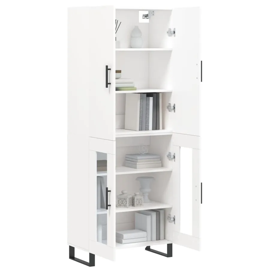 Buffet haut Blanc 69,5x34x180 cm Bois d'ingénierie - 3