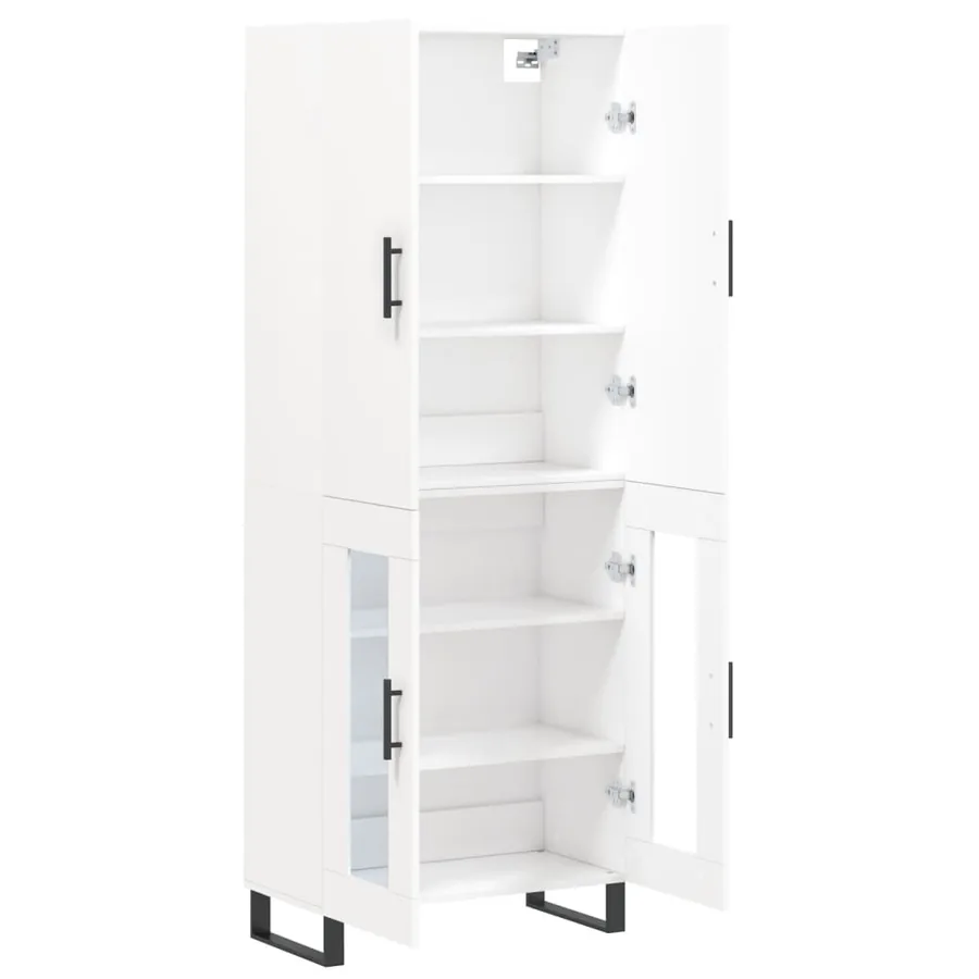 Buffet haut Blanc 69,5x34x180 cm Bois d'ingénierie - 4