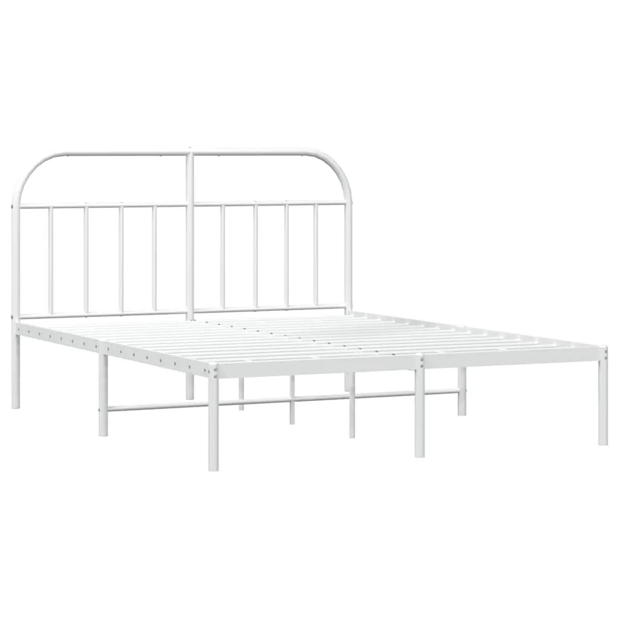 Cadre de lit métal sans matelas et tête de lit blanc 150x200 cm - 3