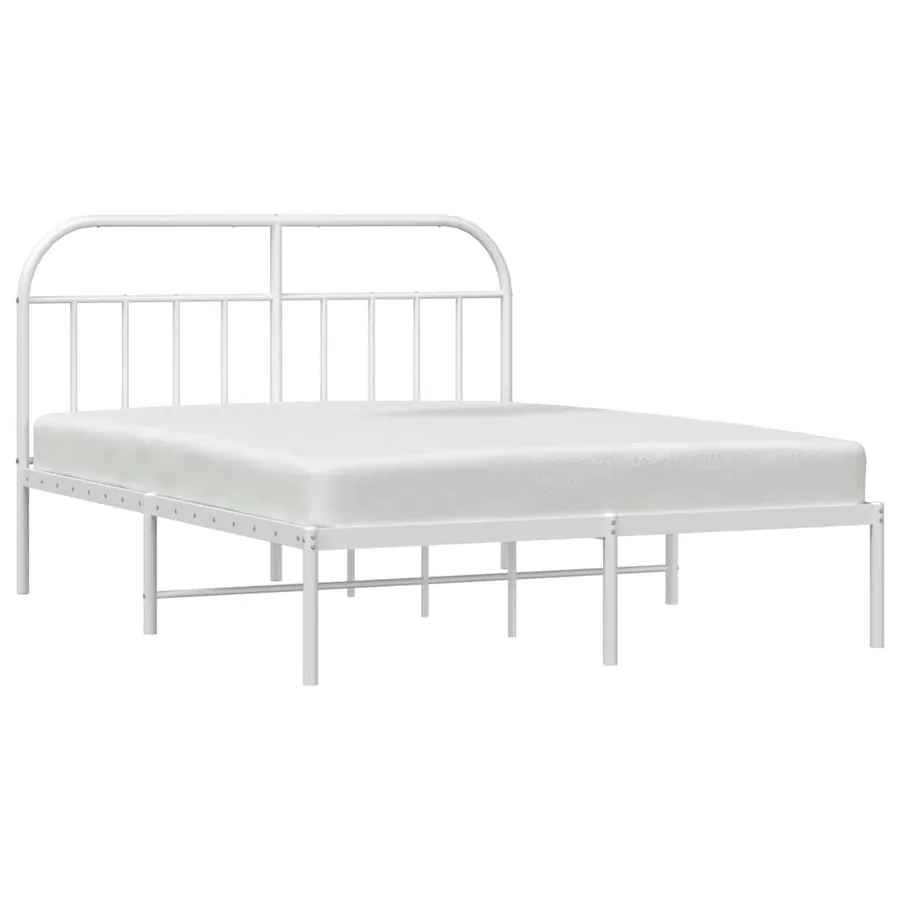 Cadre de lit métal sans matelas et tête de lit blanc 150x200 cm - 5