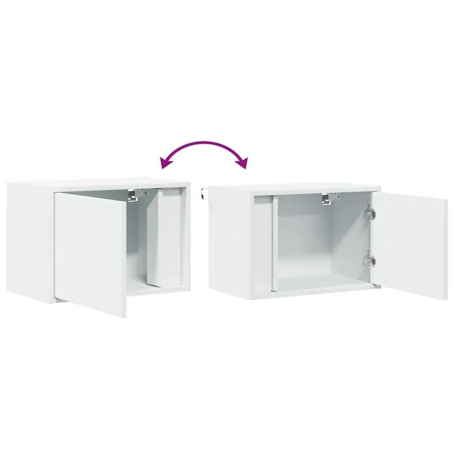 Table de chevet murale avec lumières LED blanc - 10
